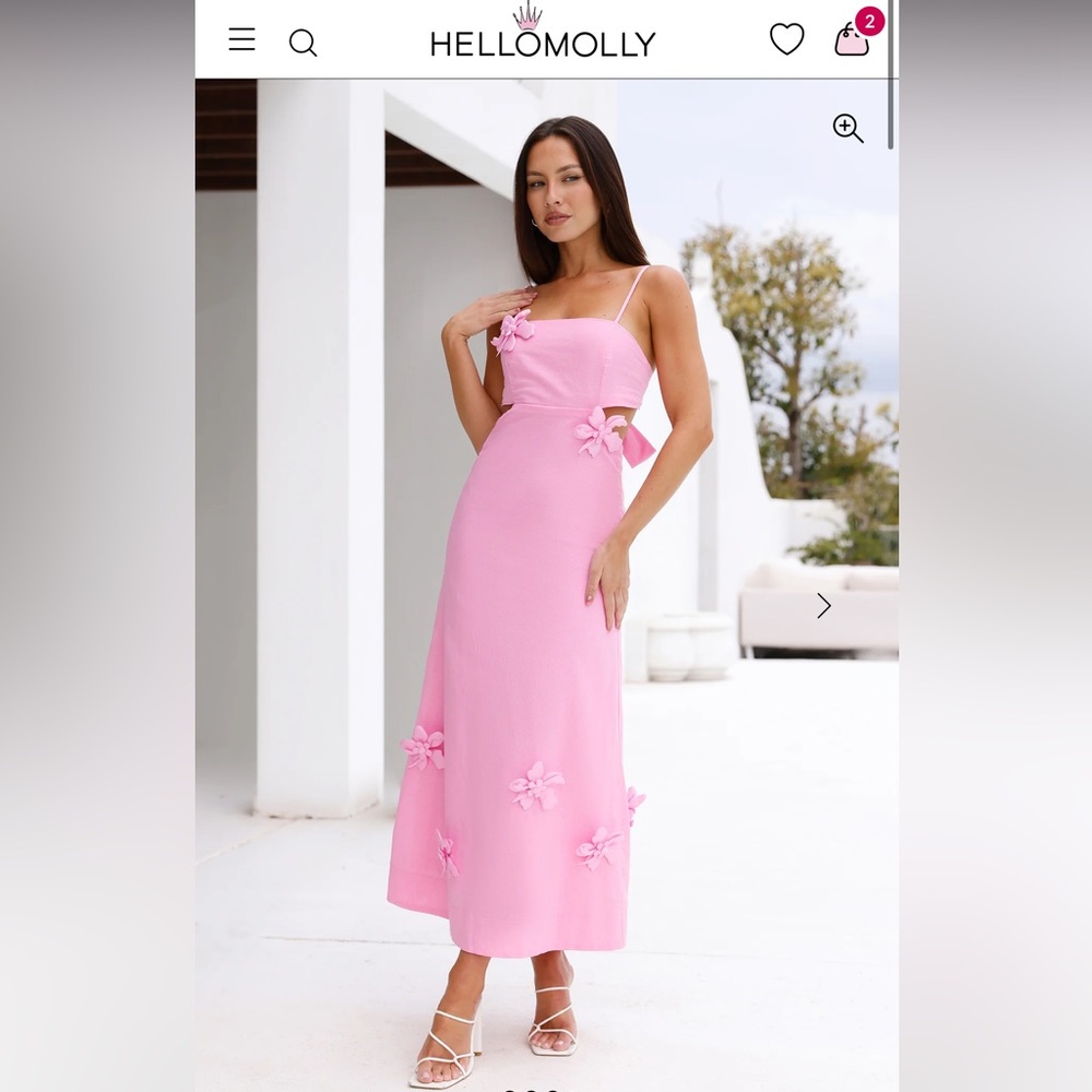 Pink 3D Flower Midi Dress! Size AU 10 (US 6)! Never Worn, New With Tags!